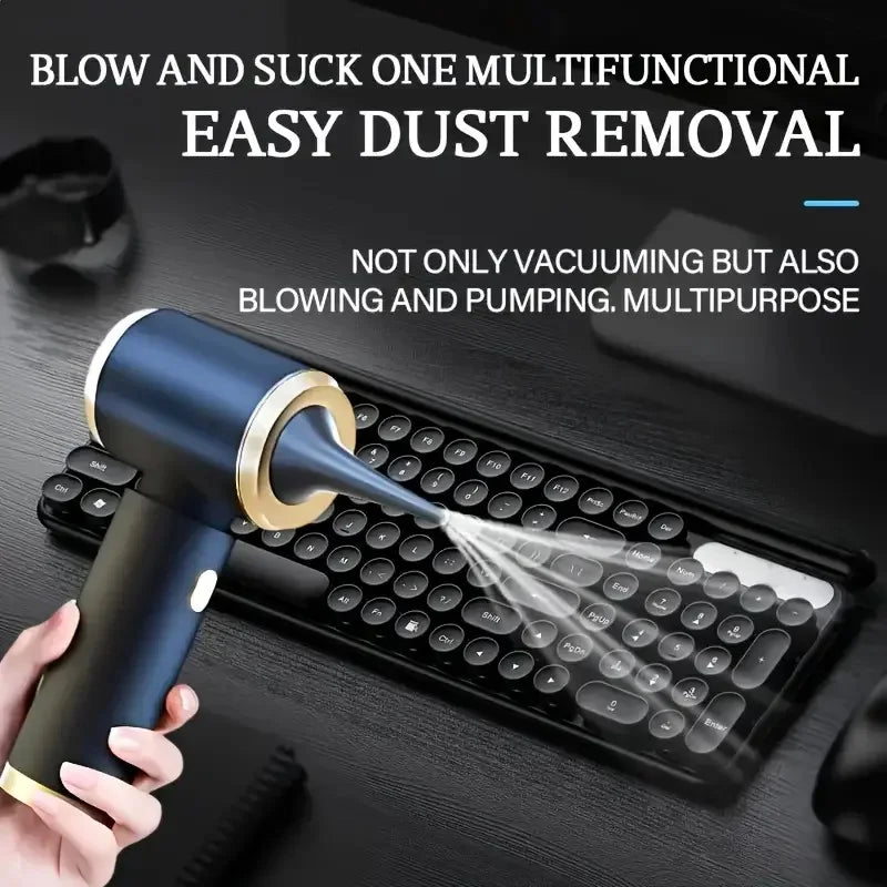 Mini 3-in-1 portable powerful vacuum cleaner, set of 1, for both car and household use - blowing and suction dual-use