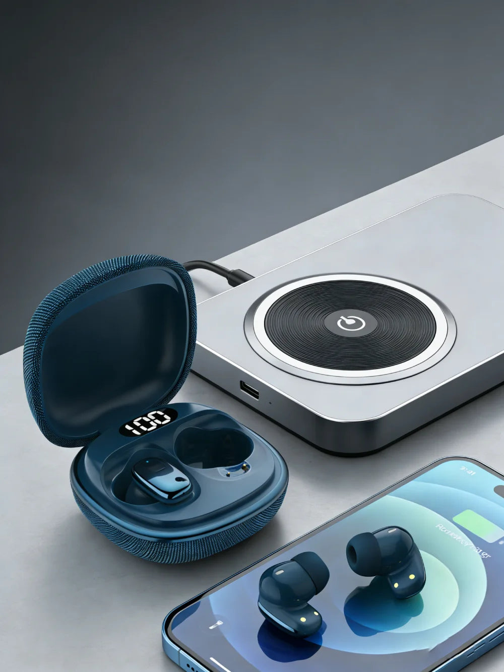 True Wireless Bluetooth Earphones with LED Power Digital Display Charging Case, HIFI Stereo Sound TWS Earbuds For iPhone Xiaomi