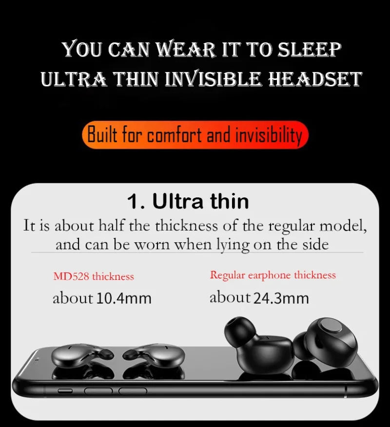Mini Sleep Invisible Headset Ipx5 Waterproof Wireless Bluetooth Earphone Earbuds With Mic For Phone Bluetooth 5.3 Headphones