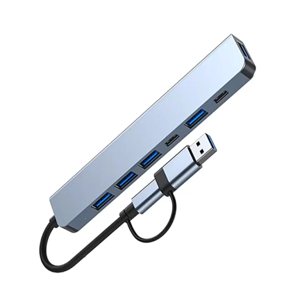 1 To 7 Type-c Expansion Dock Hub Multi Interface Multifunctional 7-in-1 USB Splitter Aluminum Alloy Grey Type-C Docking Station