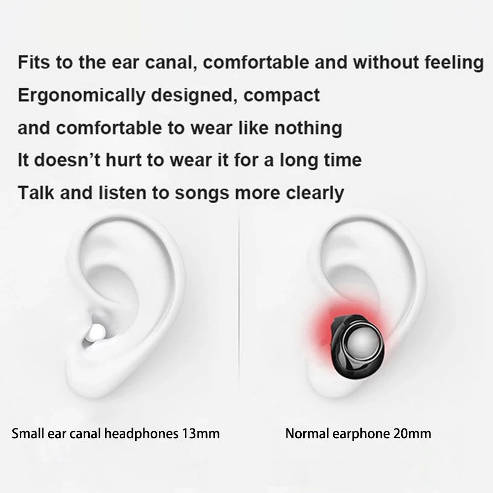 Sleep Invisible Bluetooth Earphone Mini Wireless Headphones IPX5 Waterproof HiFi Stereo Noise Cancelling In Ear Headset Earbuds