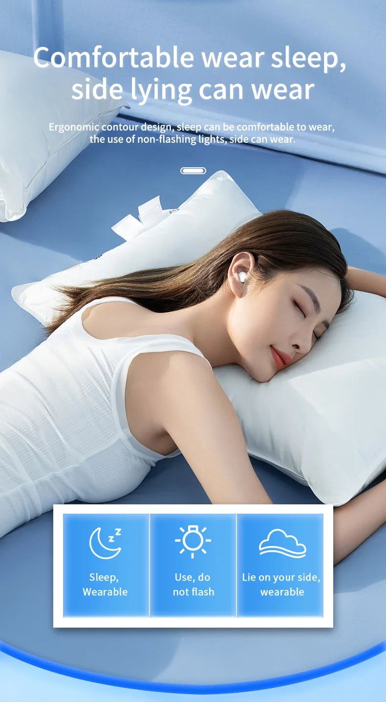Mini Invisible Wireless Earphone TWS Bluetooth 5.3 Sleep Headphone Hidden Earbuds Waterproof Noise Reduction HiFi Sports Headset
