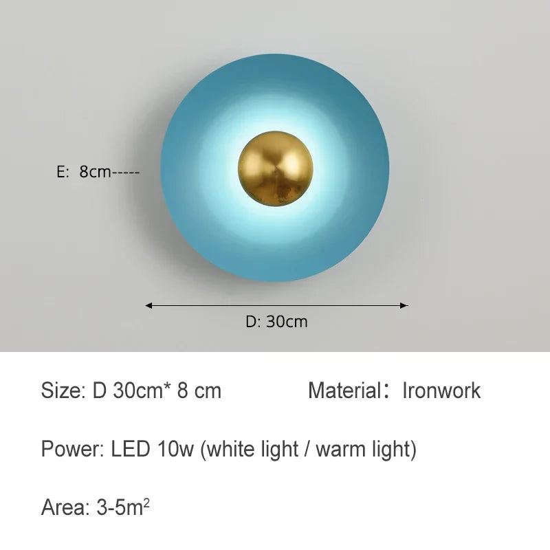 Modern Led Wall Light  Nordic Creative Color Living Room TV Home Decor Bedside Foyer Corridor Round Iron Wall Lamp