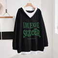 Hoodies Sweatshirt For Women Two Piece On Promotion Basic 2025 Trend Kpop Designer Novelty New In V Neck Woman Hooded Tops
