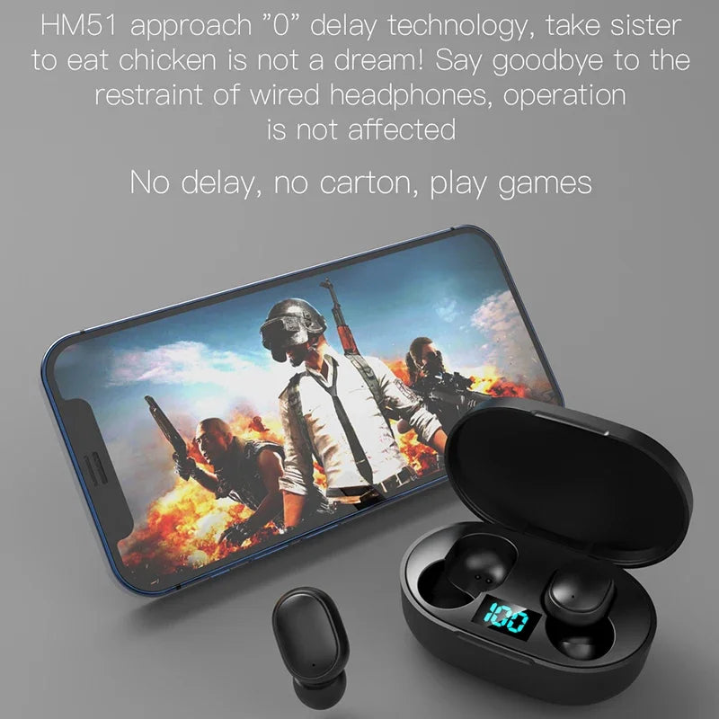 Wireless Bluetooth Earphones for Smartphones E6S TWS Digital Display Noise Cancelling Earbuds with Mic HiFi Stereo Sound Headset