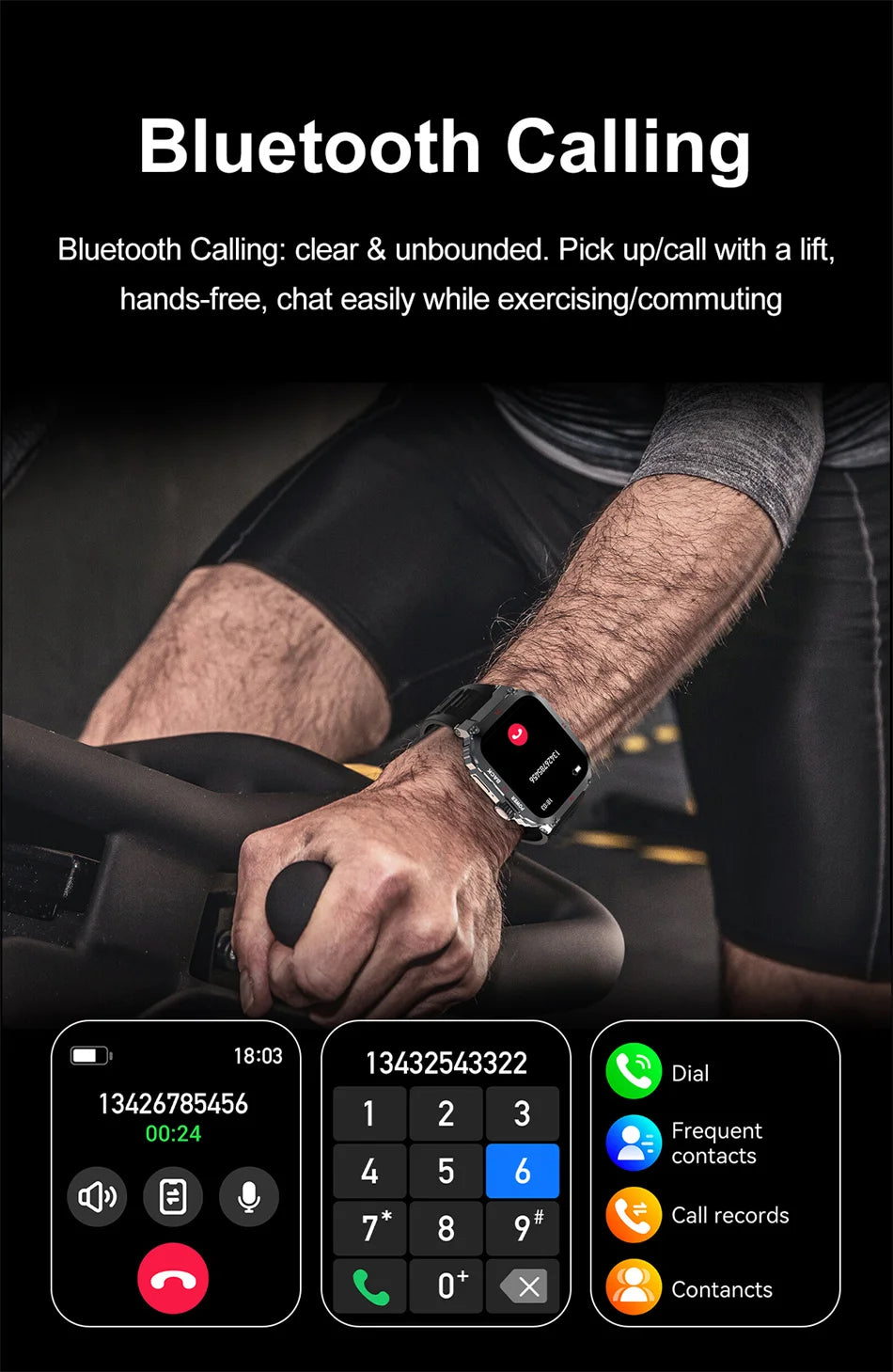 Outdoor Military Smartwatch Men GPS Sports Android iOS 1.91-inch Touch Screen Bluetooth Call Waterproof Smart Watch Android IOS