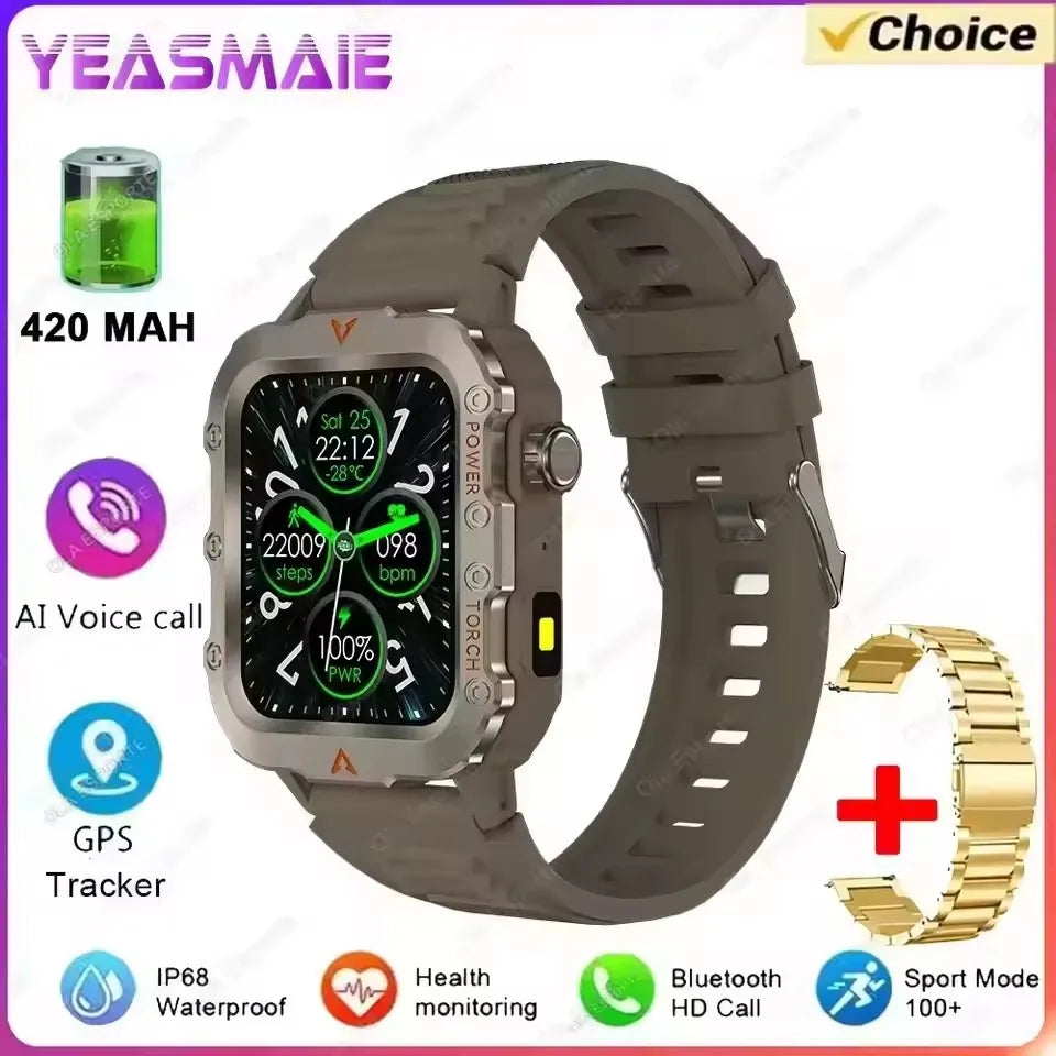 2025 New Military Smart Watch Men Waterproof Outdoor Sports Fitness Tracker Health Monitor 2.19" BT Call Smartwatch HT30