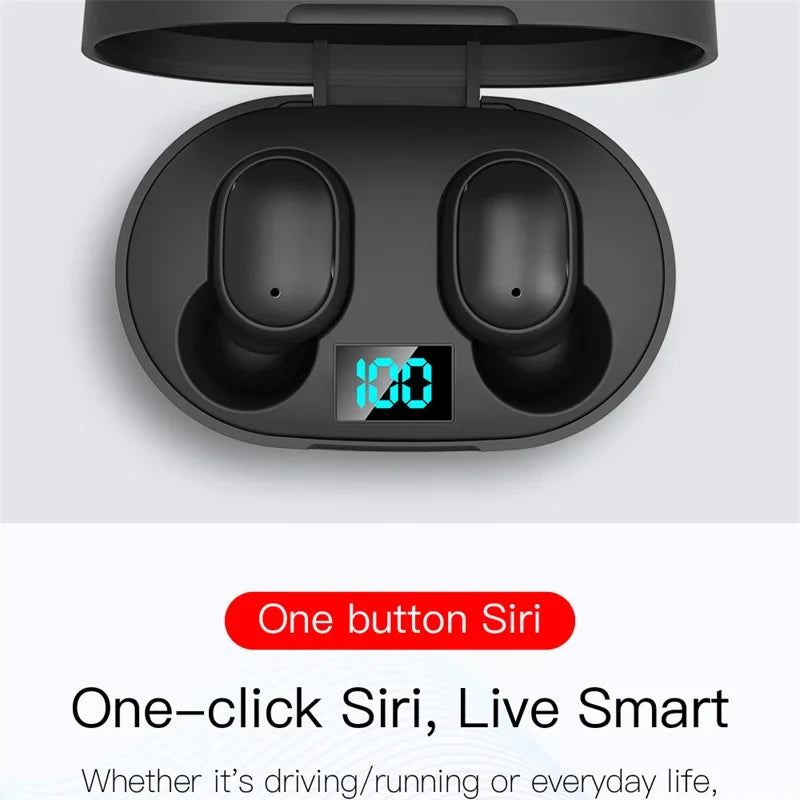 Wireless Bluetooth Earphones for Smartphones E6S TWS Digital Display Noise Cancelling Earbuds with Mic HiFi Stereo Sound Headset