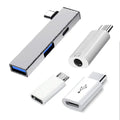 In-line Docking Station Set: USB/Type-C Dual-Port 3.0 Hub + Type-C to 3.5mm Headphone Adapter