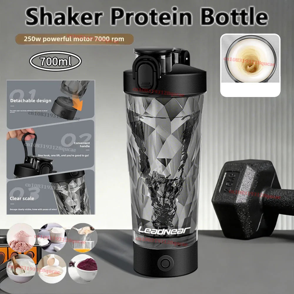 Portable Protein Shaker 700ml Fitness Bottle with Electric Mixing Sheet for Fitness Enthusiasts Athletes Perfect For Outdoor Gym