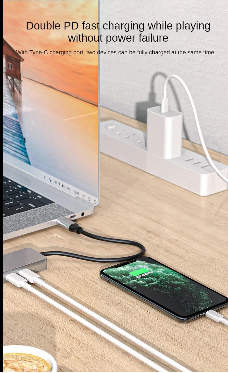 Jinhua 8-in-1 Type-C Docking Station With HDMI 4K, USB 3.0, 100Mbps Ethernet, SD/TF, PD Charging For Laptop