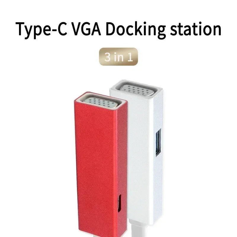 Three-in-one Docking Station USB-C To VGA HD Usb3.0hub Hub PD Power Supply Type-C Docking Station