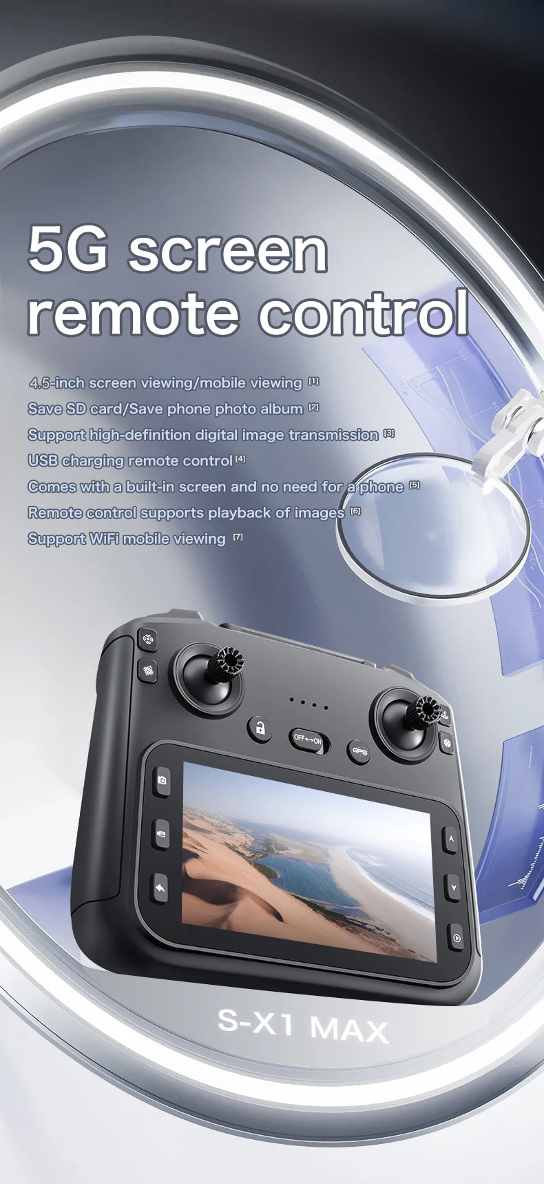 S-X1 MAX 4K Professional Drone With HD Camera 3-Axis Gimbal GPS Dron Brushless 5G WIFI Screen Remote Control RC Quadcopter Toys
