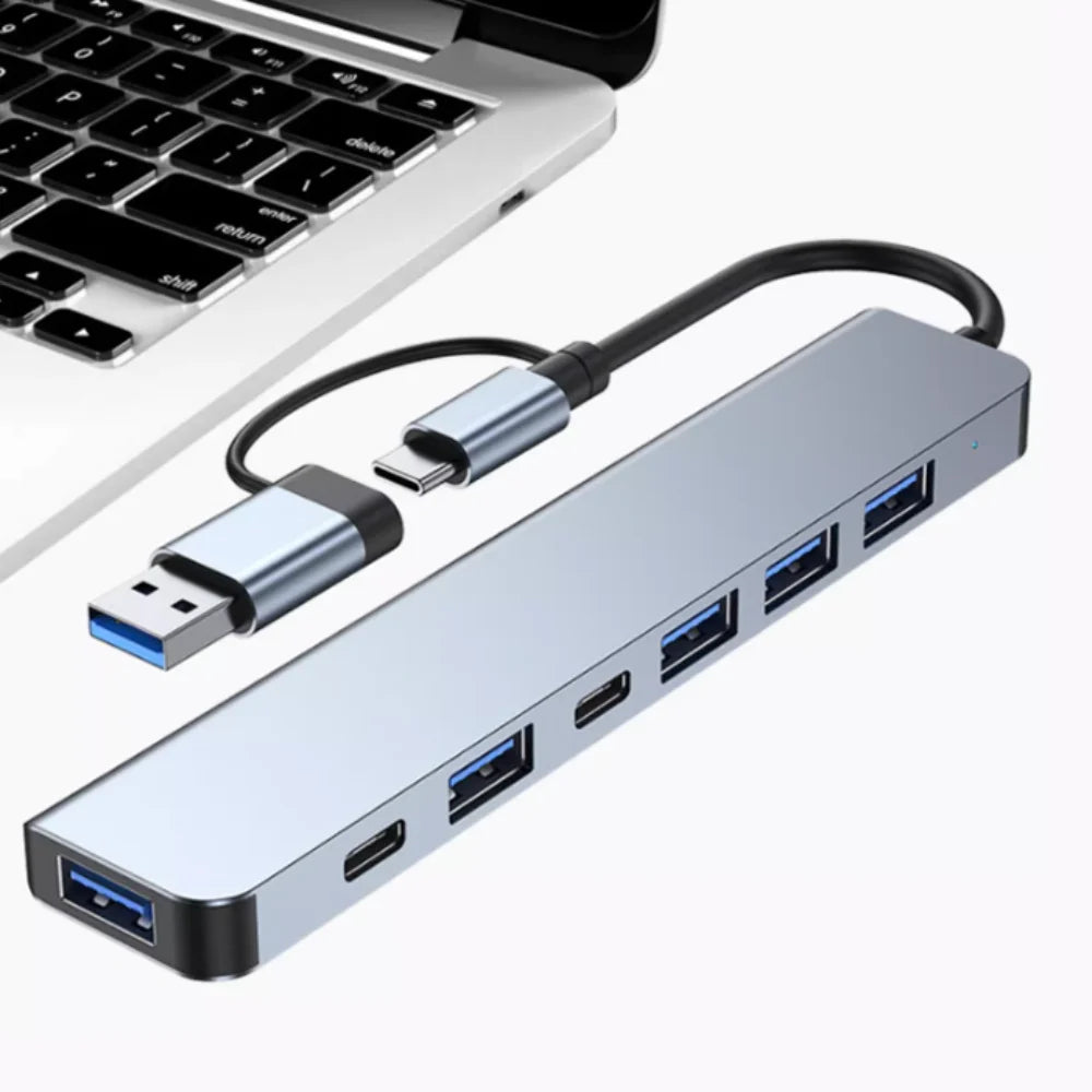 1 To 7 Type-c Expansion Dock Hub Multi Interface Multifunctional 7-in-1 USB Splitter Aluminum Alloy Grey Type-C Docking Station