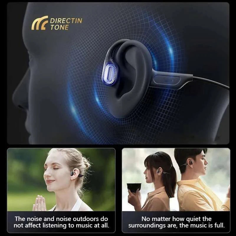 Bone Conduction Bluetooth Earphones Wireless Headset Waterproof Dual Mic Noise Reduction Type-c Charging Sports Earphone