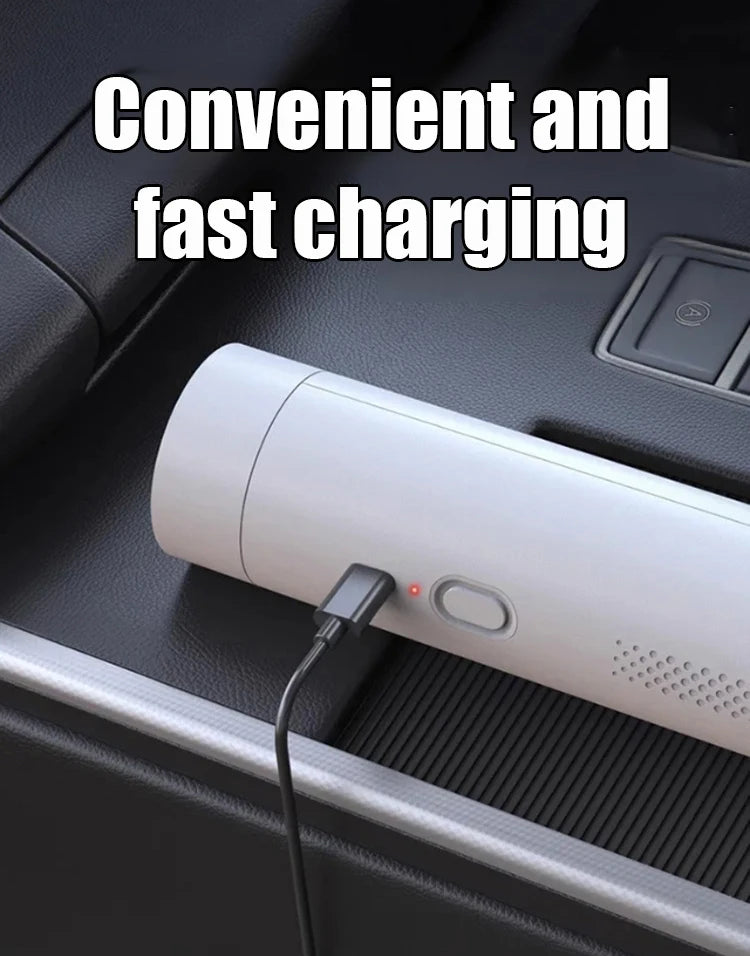 Mini Portable Car Vacuum Cleaner, Type-C Rechargeable Wireless Blower & Suction, Multifunctional, Ideal for Car