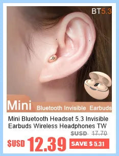 Mini Invisible Wireless Earphone TWS Bluetooth 5.3 Sleep Headphone Hidden Earbuds Waterproof Noise Reduction HiFi Sports Headset