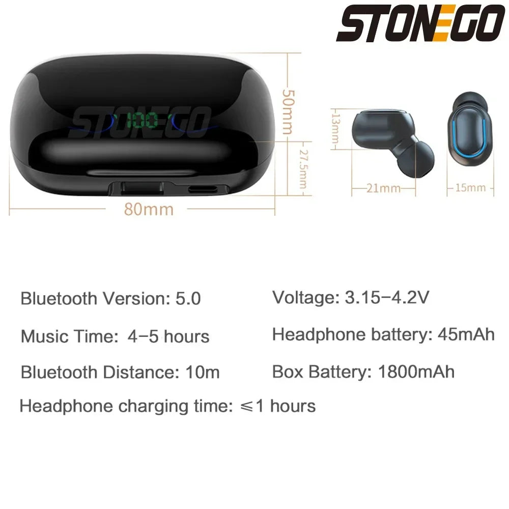 Bluetooth 5.0 TWS Earphones Noise Cancelling Touch Control Digital Display Wireless Sport Earbuds Stereo Headphones