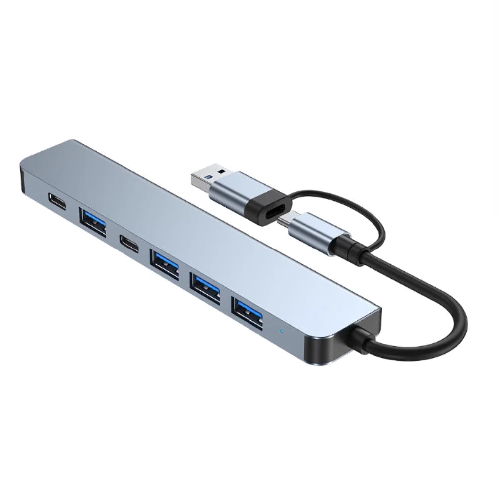 1 To 7 Type-c Expansion Dock Hub Multi Interface Multifunctional 7-in-1 USB Splitter Splitter Grey Type-C Docking Station