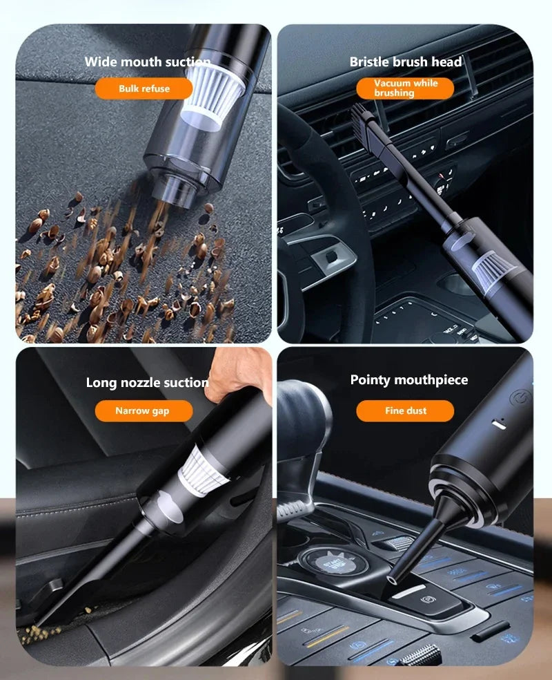 Mini Car Vacuum Cleaner Cleaning Powerful Suction Handheld Car Vacuum Cleaner Rechargeable for Car and Home Auto Vacuum Cleaner