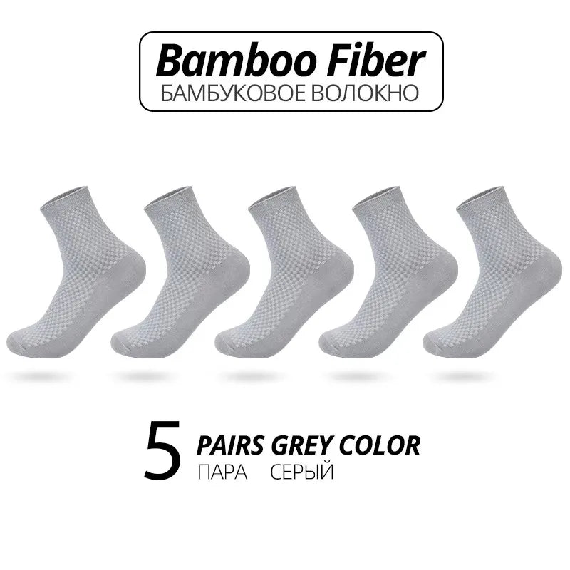 Bamboo Fiber Men Socks 5Pairs/Lot New Classic Business Long Socks Summer Winter Casual Man Dress Sock