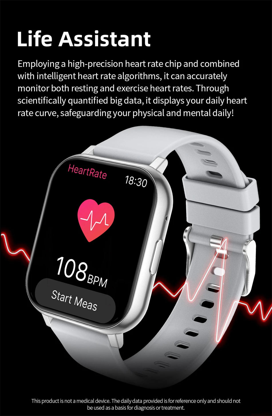 LIGE Digital Watches Women Smart Watch Men 1.83" Full Touch Screen Fitness Tracker Bluetooth Call Smartwatches for Android iOS