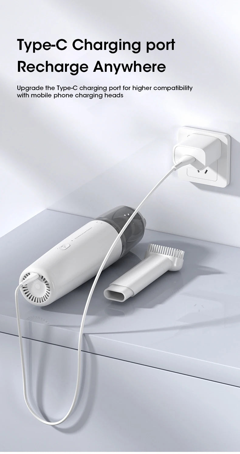 Multi-Functional Mini Wireless Handheld Car Vacuum with Strong Suction Low Noise Portable Essential for Home and Car