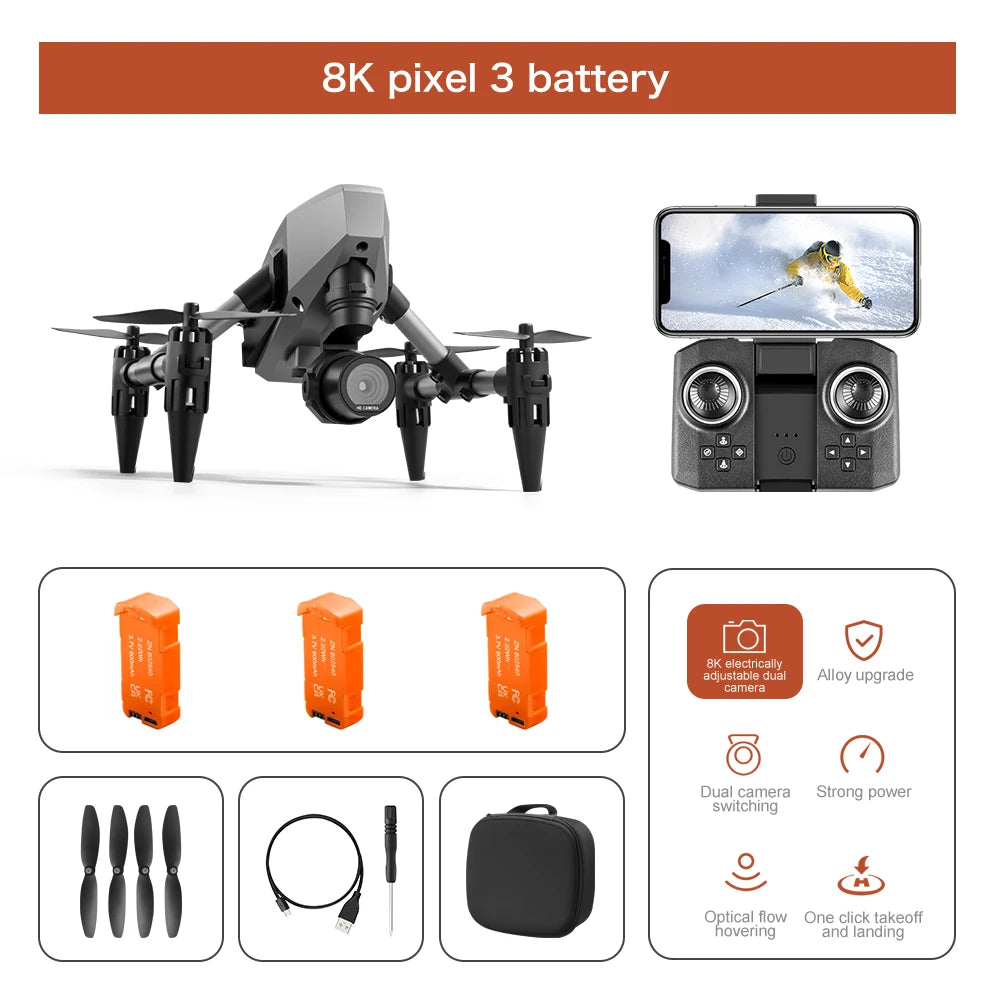 XD1 mini Drone Aluminium 8k Aerial Video Camera Optical Flow Fixed Height Quadcopter 360° Flip RC Dron for Kids Toys Boy