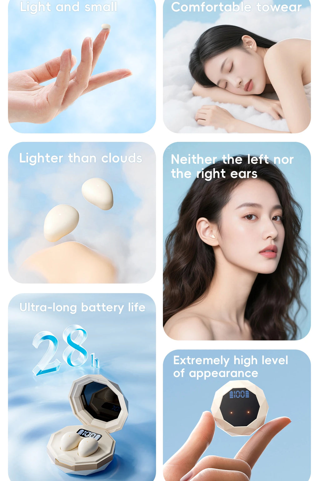 Mini Wireless Bluetooth Headset In Ear Sleep Earbuds Work Invisible Noise Reduction Headphones HD HIFI Sleeping Earphones