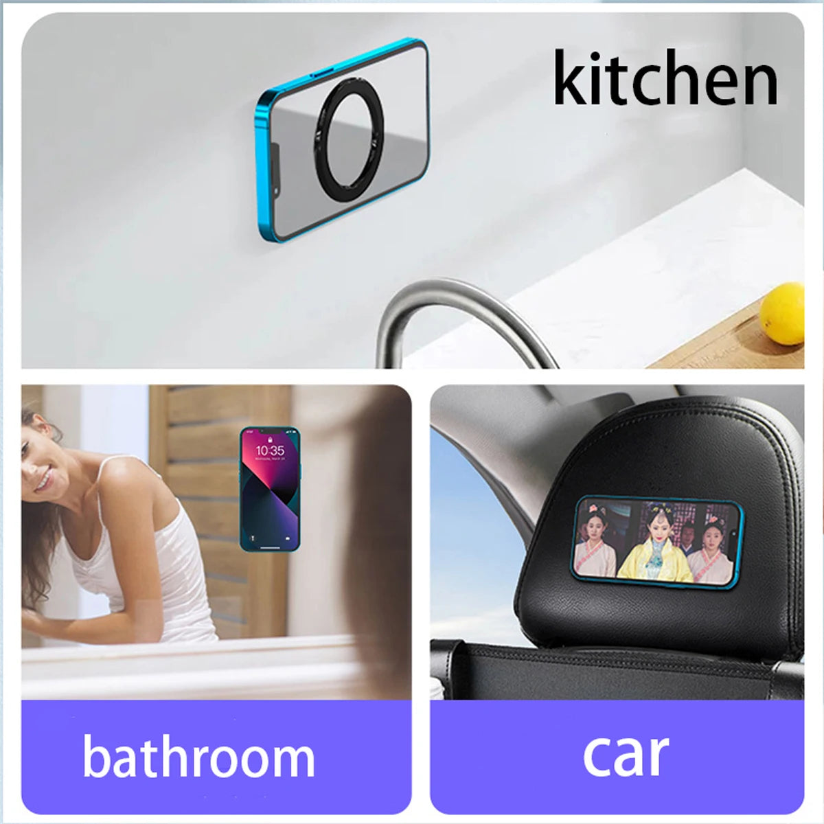 Magnetic Phone Holder For iPhone 15 14 13 12 Pro Max Magnet Ring Mount For Magsafe Smartphone Holder Stand for Wall Kitchen Car