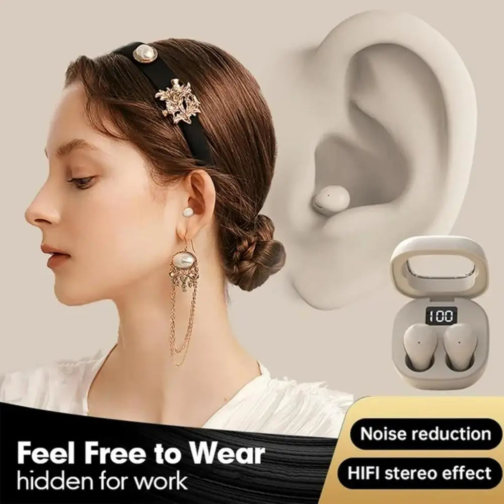 Invisible Sleep Wireless Earbuds Mini In Ear Bluetooth Headphones Long Battery Life Soft Wear Noise Blocking Earphones