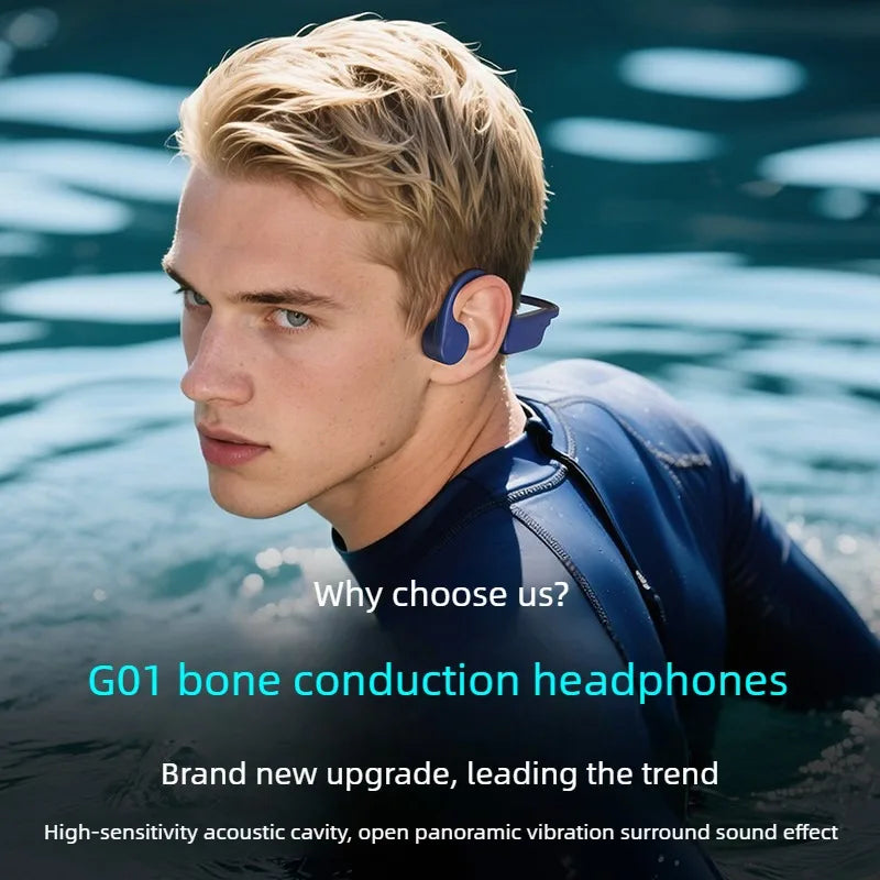 Bone Conduction Headphones Bluetooth 5.3 Wireless, 32Hrs Playtime IPX8 Waterproof, Sport Ear Hook Headset with Noise Cancelling