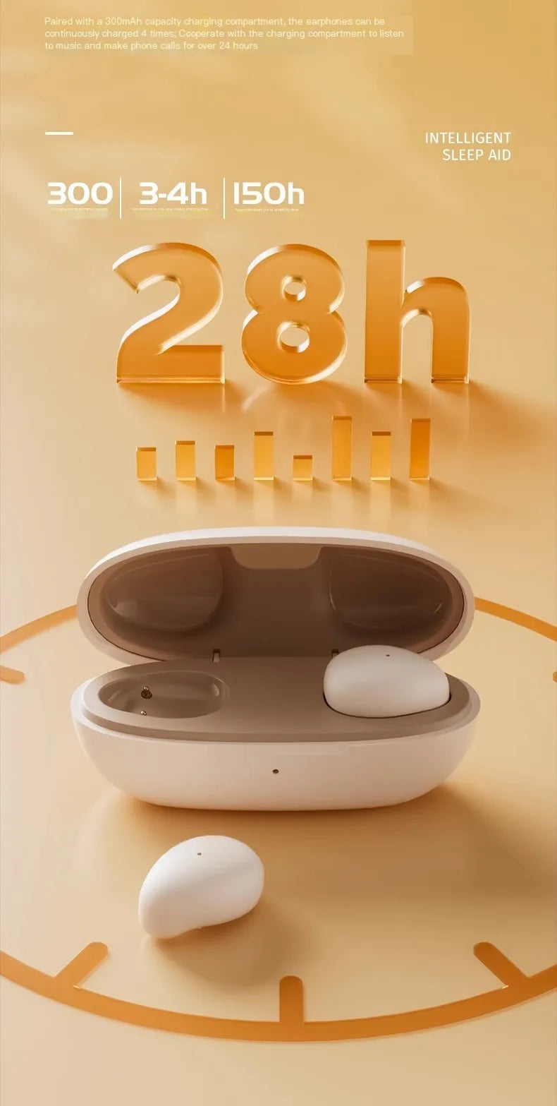 Invisible Mini Earphone Wireless Bluetooth 5.3 Noise Cancellation Painless Sleep Earphone TWS Lightweight Hifi Sports Headphone