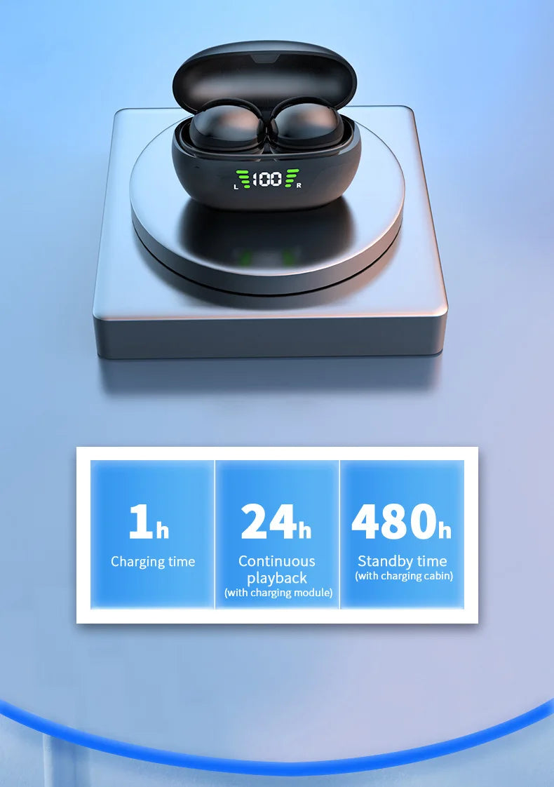 Mini Invisible Wireless Earphone TWS Bluetooth 5.3 Sleep Headphone Hidden Earbuds Waterproof Noise Reduction HiFi Sports Headset