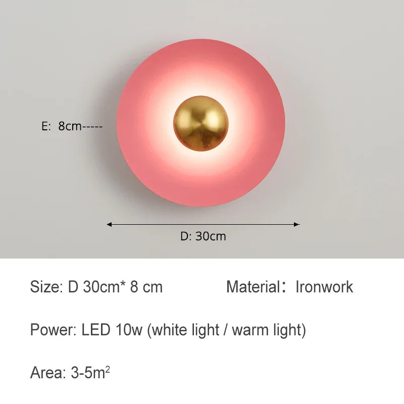 Modern Led Wall Light  Nordic Creative Color Living Room TV Home Decor Bedside Foyer Corridor Round Iron Wall Lamp