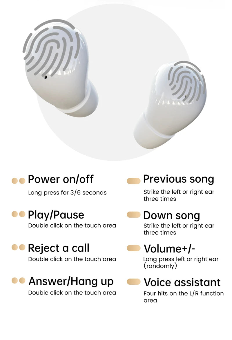 MINI Headphones Wireless Bluetooth Earphones 6.0Chip In Ear Invisible Headsets HIFI Bass Sleep Earbuds Noise Reduction Earphone
