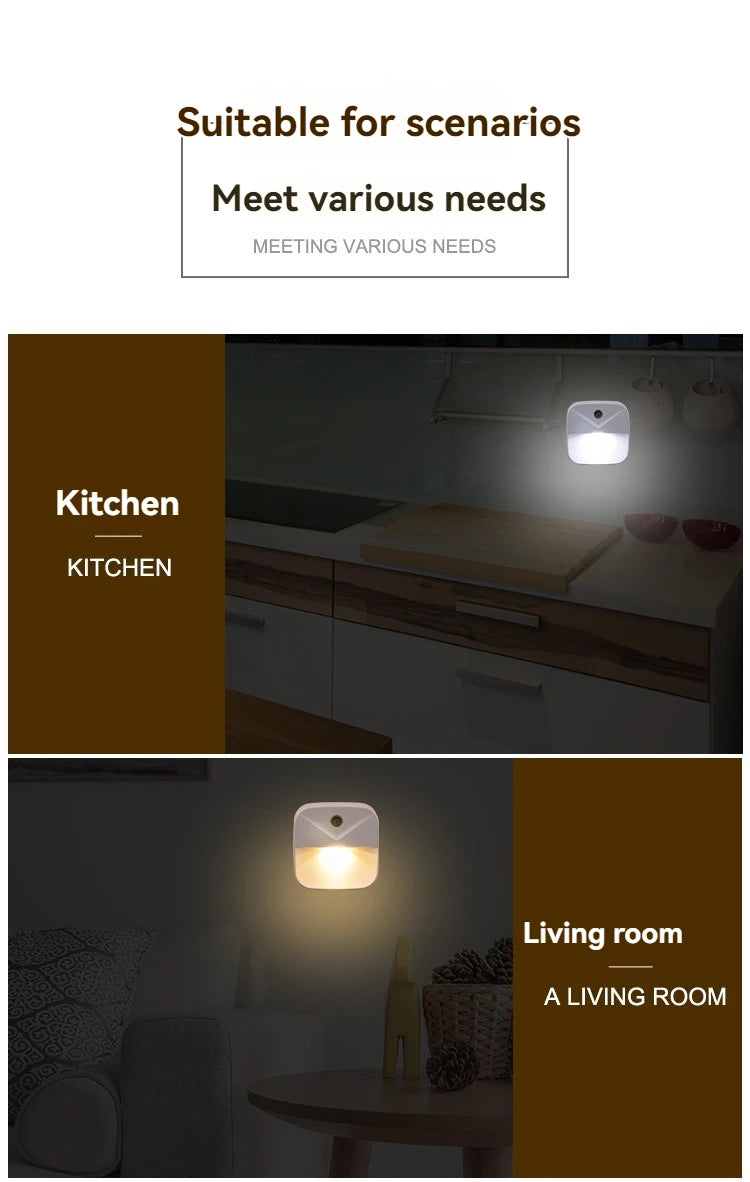 Smart Auto LED Night Light: Motion Sensor & Dusk-to-Dawn Plug-in for Energy Saving Home/Gift