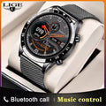 LIGE New Bluetooth Call Smart Watch Men Heart Rate Monitor Luxury Steel Sport Fitness Smartwatch IP67 Waterproof For Android iOS