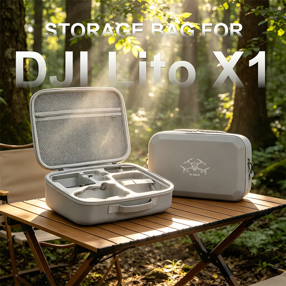 XFJI PU Leather Hard Shell Shoulder Storage Bag Case for DJI Lito X1/Lito 1 Portable Travel Handbag Drone Accessories