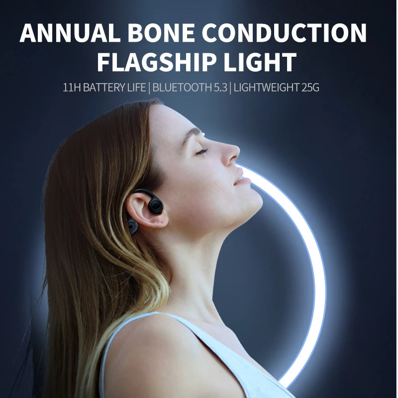 Wireless Bone Conduction Earphones Bluetooth 5.3 Sports Headphones Ear Hook Headsets for Running Driving