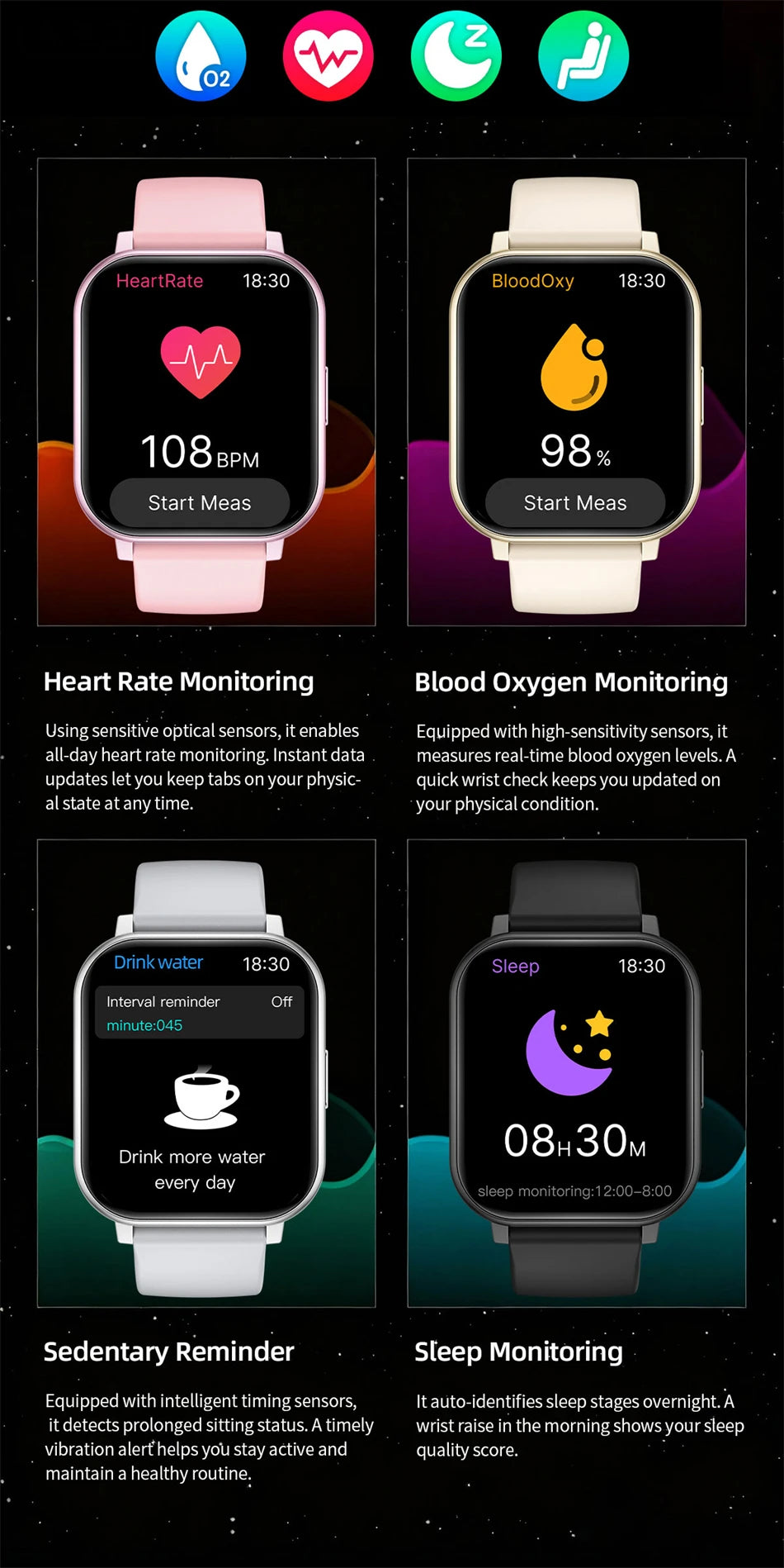LIGE Digital Watches Women Smart Watch Men 1.83" Full Touch Screen Fitness Tracker Bluetooth Call Smartwatches for Android iOS