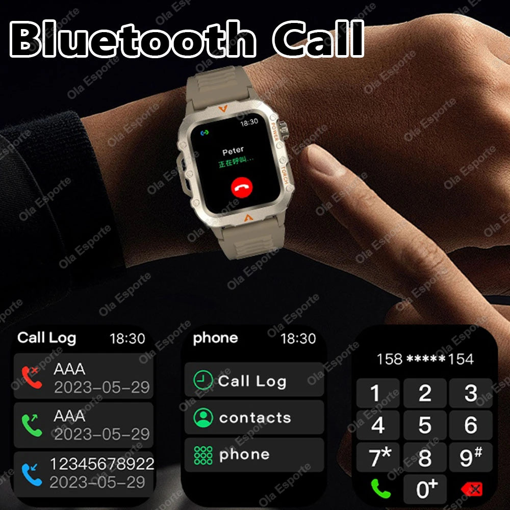 2026 New Military Smart Watch Men IP67 3ATM Waterproof Outdoor Sports Fitness GPS Tracker Health Monitor BT Call Smartwatch LS