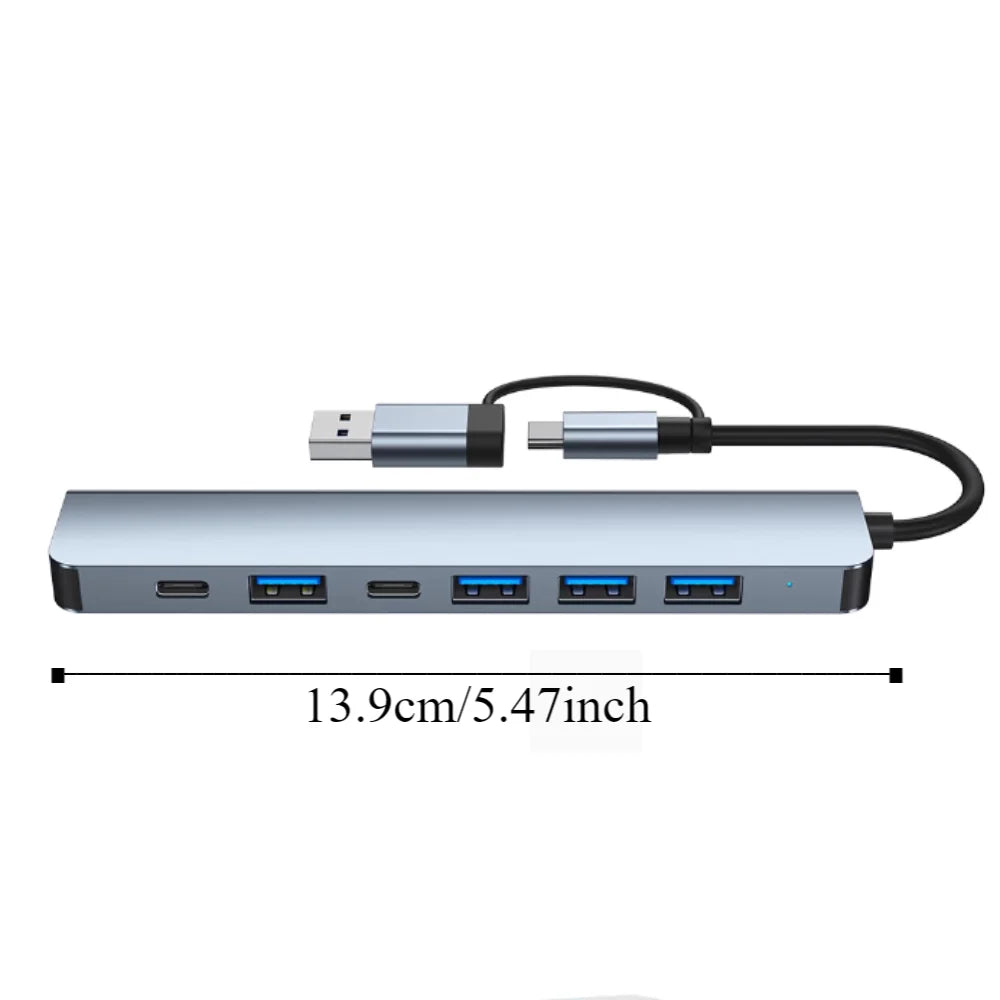 1 To 7 Type-c Expansion Dock Hub Multi Interface Multifunctional 7-in-1 USB Splitter Splitter Grey Type-C Docking Station