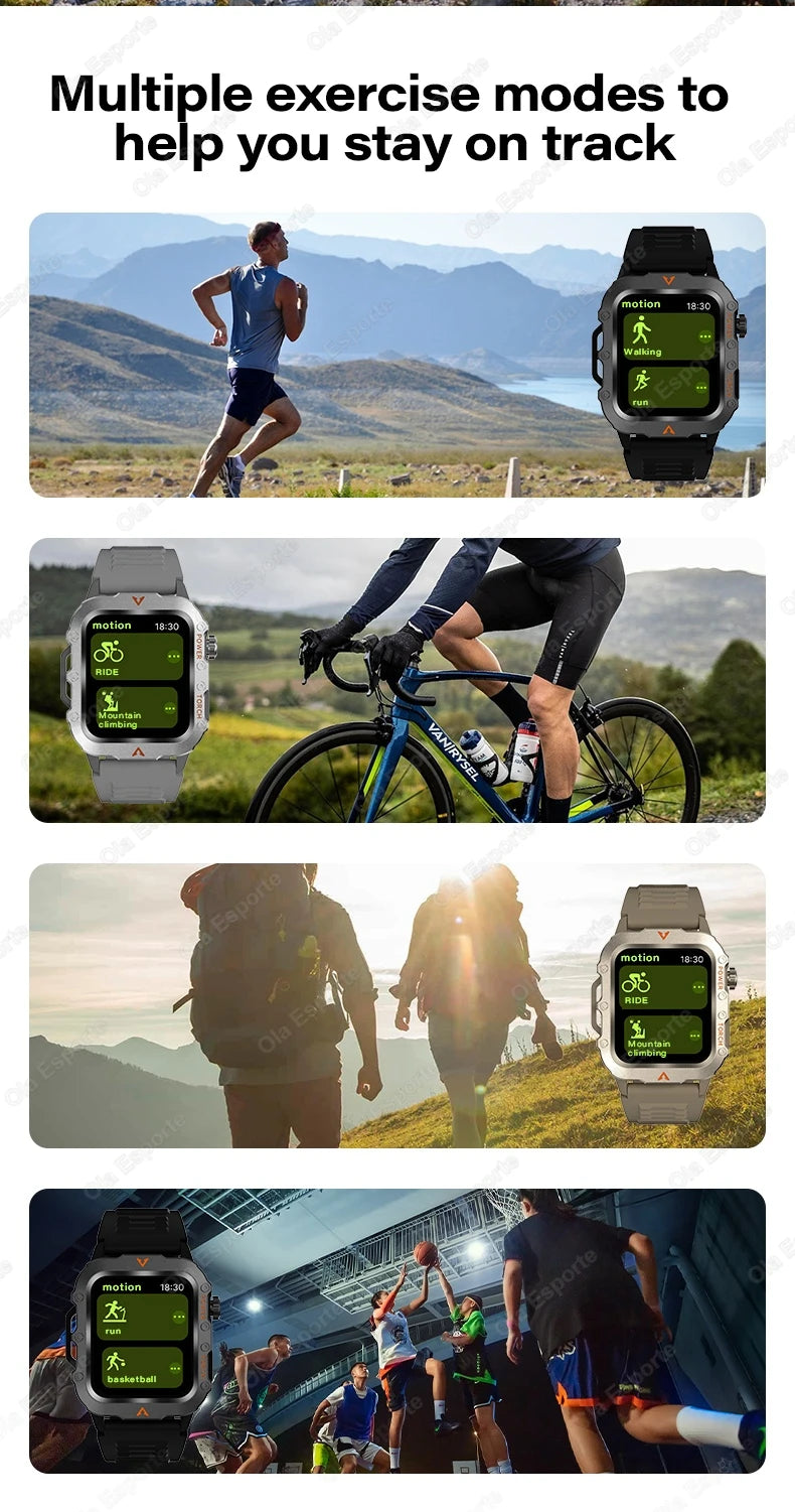 2026 New Military Smart Watch Men IP67 3ATM Waterproof Outdoor Sports Fitness GPS Tracker Health Monitor BT Call Smartwatch LS