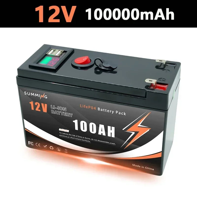 LiFePO4 12V 150Ah Lithium Battery 4000+ Deep Cycles, for Power Wheels, Radio, Kayak Fish Finder, Solar Power, Ride on Toys