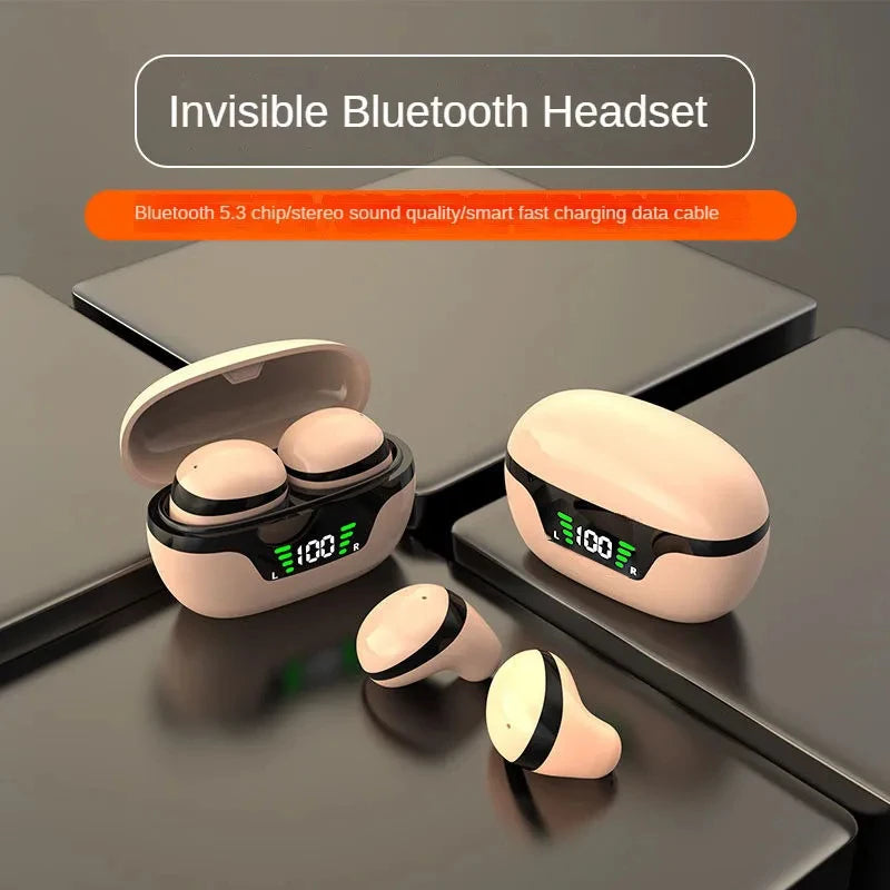 Mini Invisible Wireless Earphone TWS Bluetooth 5.3 Sleep Headphone Hidden Earbuds Waterproof Noise Reduction HiFi Sports Headset