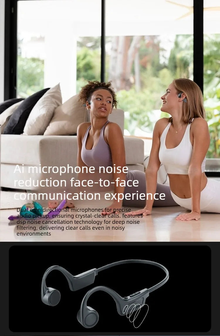 Bone Conduction Headphones Bluetooth 5.3 Wireless, 32Hrs Playtime IPX8 Waterproof, Sport Ear Hook Headset with Noise Cancelling