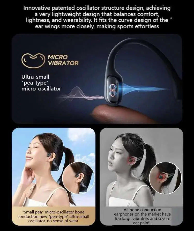 Bone Conduction Bluetooth Earphones Wireless Headset Waterproof Dual Mic Noise Reduction Type-c Charging Sports Earphone