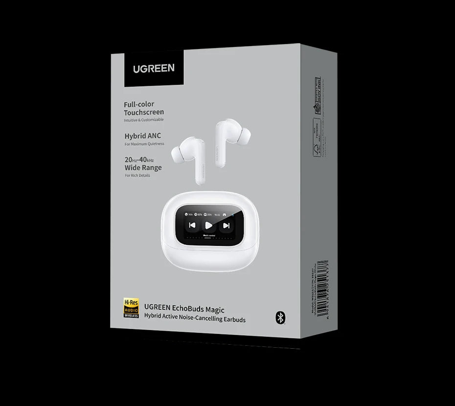LCD Full Color Smart Screen Wireless TWS Bluetooth Earphones Earbuds 52dB Active Noise Cancelling ANC In Ear Headphones