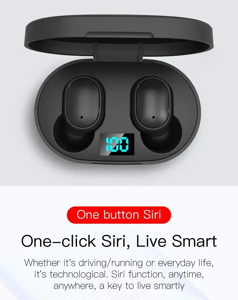 E6S Wireless Earbuds Noise Canceling Waterproof Ear Buds in-Ear Stereo Headphones with LED Display Charging Case